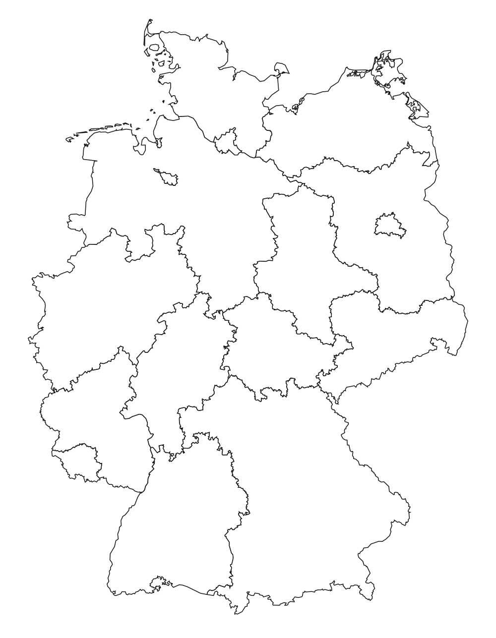 Deutschlandkarte mit den Ausbildungsstandorten der DRV Bund im Bereich Verwaltung